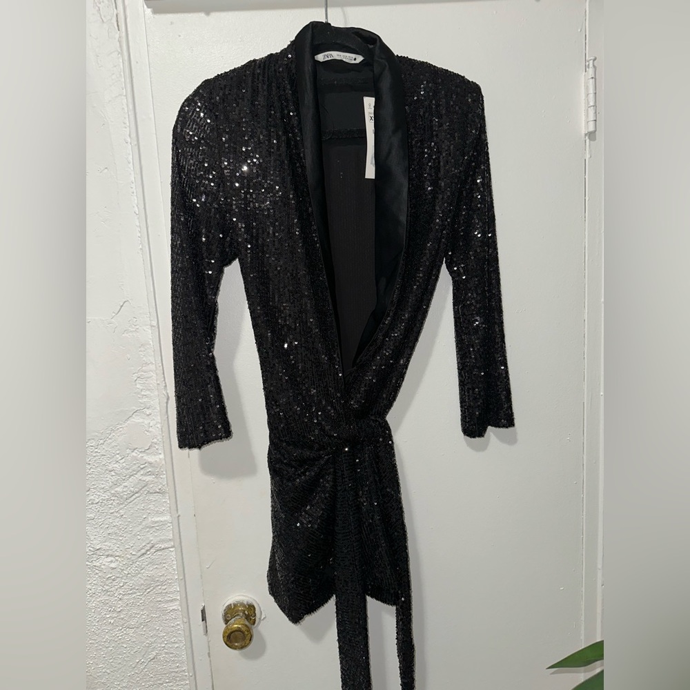 Zara sequin wrap dress